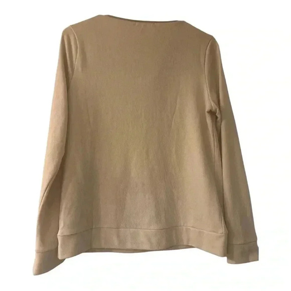 Piper Beige Fringe Western V-Neck Sweatshirt Size Small Festival, Cowgirl, Rodeo - Picture 2 of 3